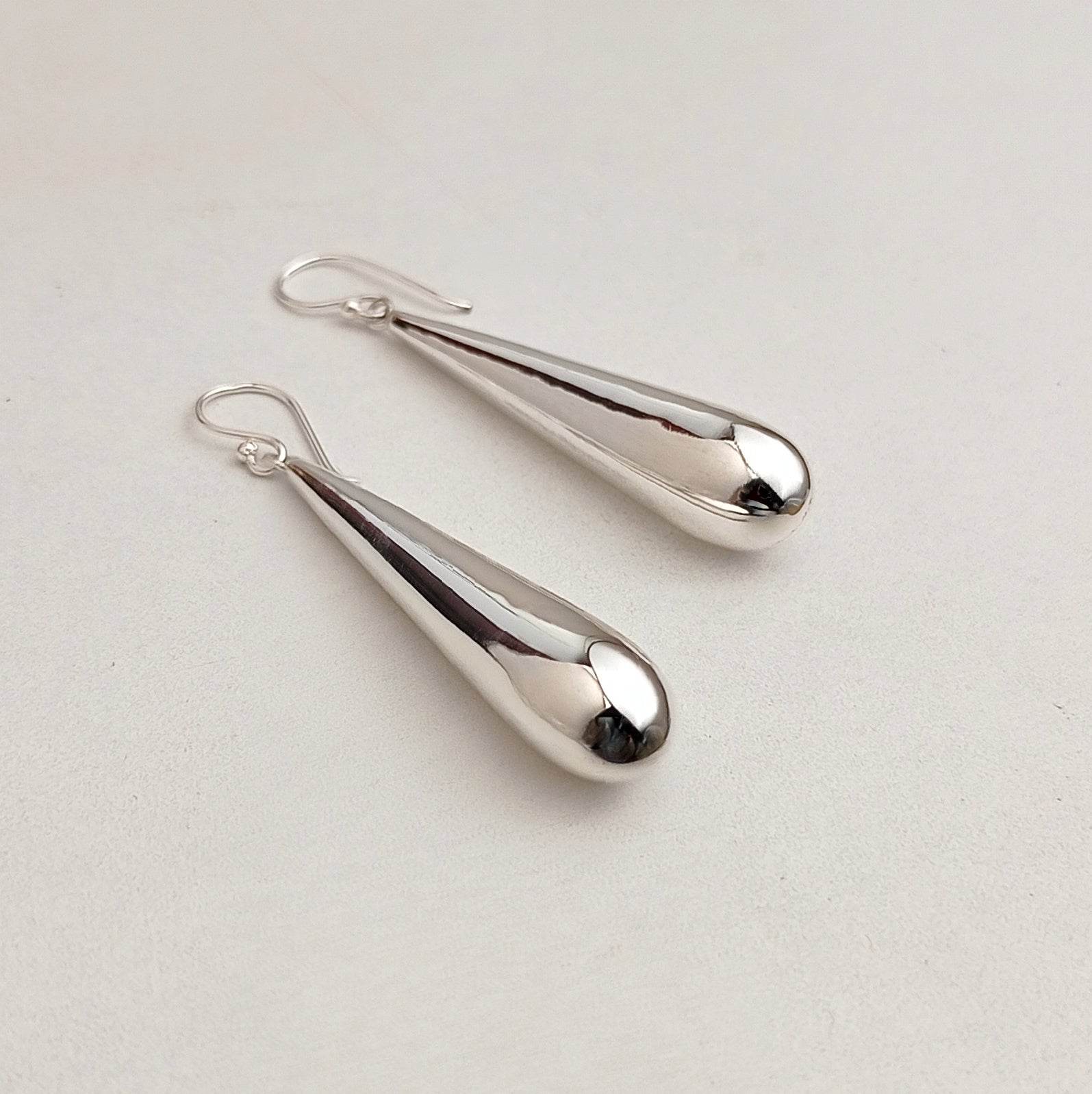 Long Sterling Silver Flame Drop Earrings - Reveka Rose