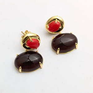 Coral and Garnet earrings