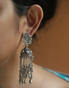 Fine silver Jhumki with fine stud tops