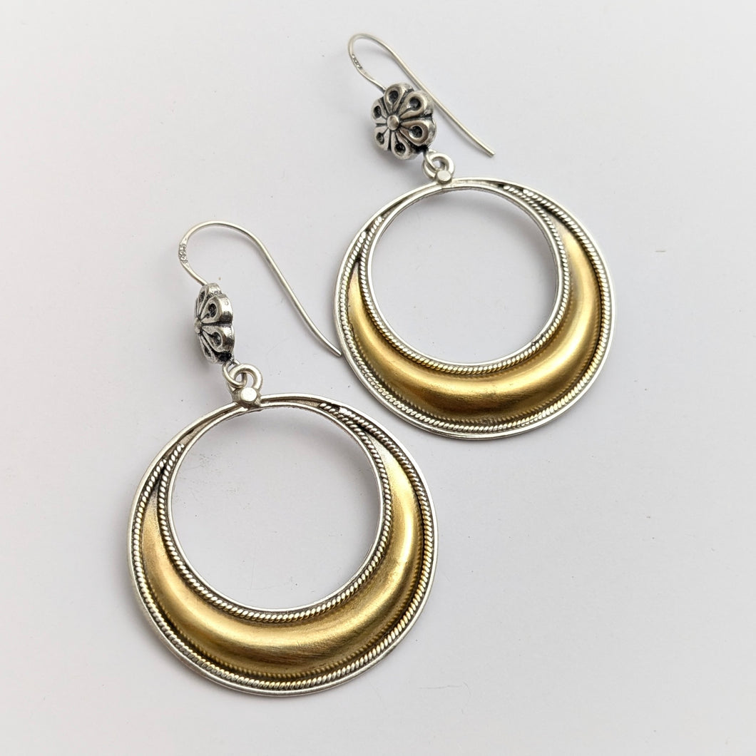 Silver circle earrings with 2Tone plating