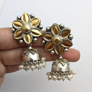 2Tone jhumki with natural pearl