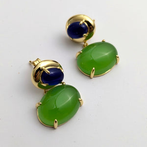 Lapiz and peridot earrings