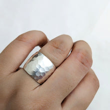 Beaten silver ring