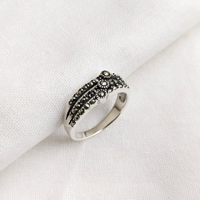 Triple band marcasite ring