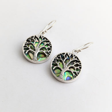 Tree of life abalone earrings