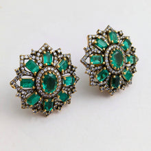 Green stud earrings