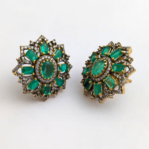 Green stud earrings