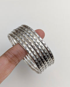 Geometrical silver bangle