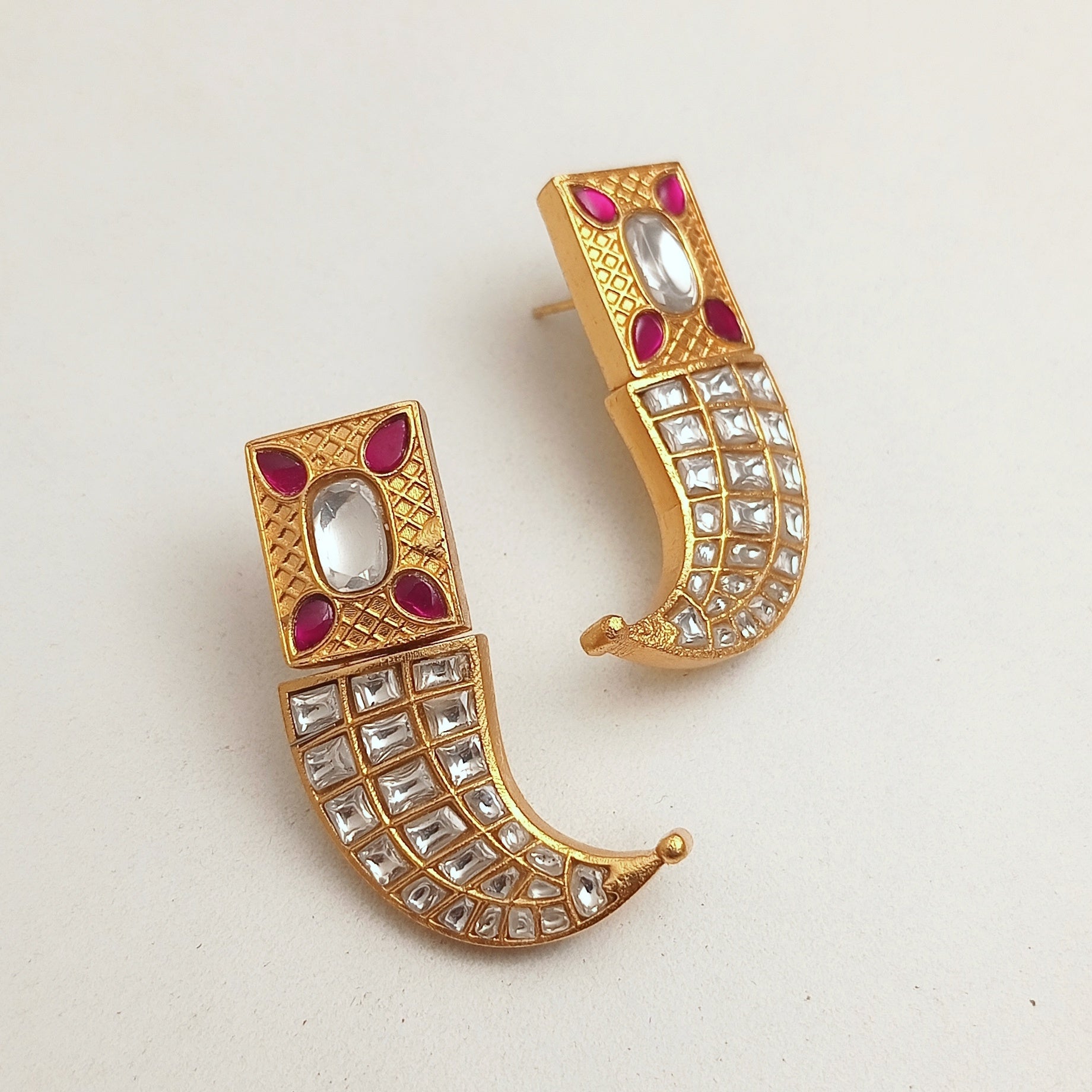 Copper High Gold Plated Kundan Earring Stud – Look Ethnic